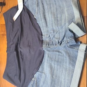 Women's Maternity Comfort Belly Band Cuffed Shorts Medium Wash XXL/2XG (20)